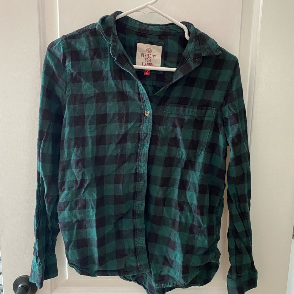 SO Green and Black Plaid Flannel